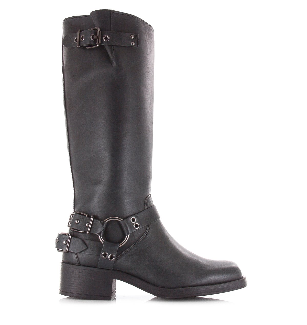 POELMAN  Hoge leren biker boots met rit Leer Dames