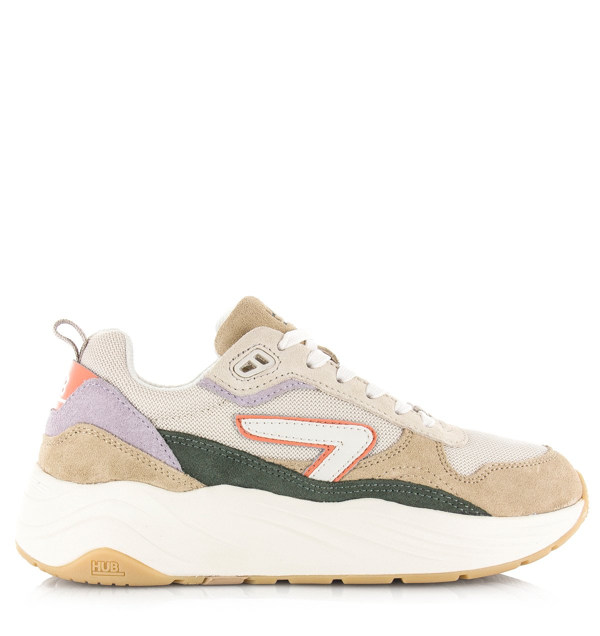 HUB GLIDE Light Beige Off White Green Mesh Dames