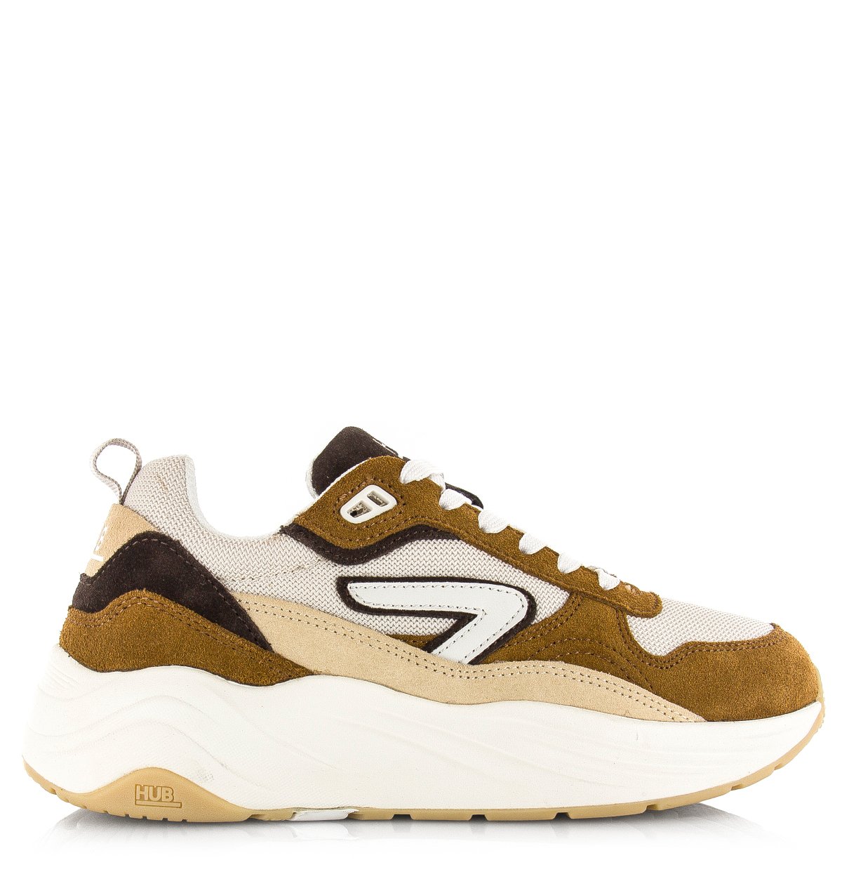HUB GLIDE Light Beige Off White Cognac Mesh Dames