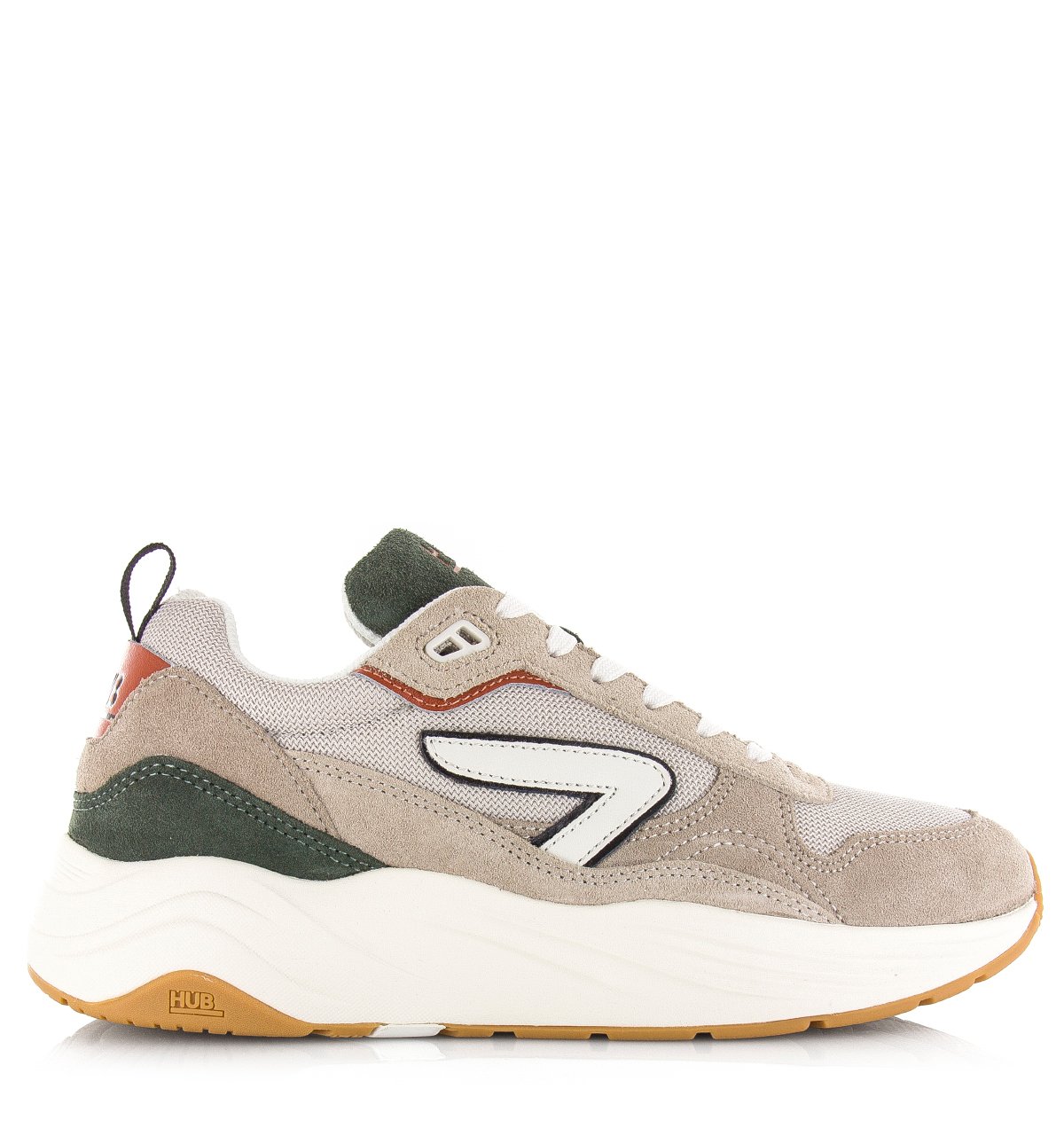 HUB GLIDE Light Bone Off White Dark Rust Mesh Heren
