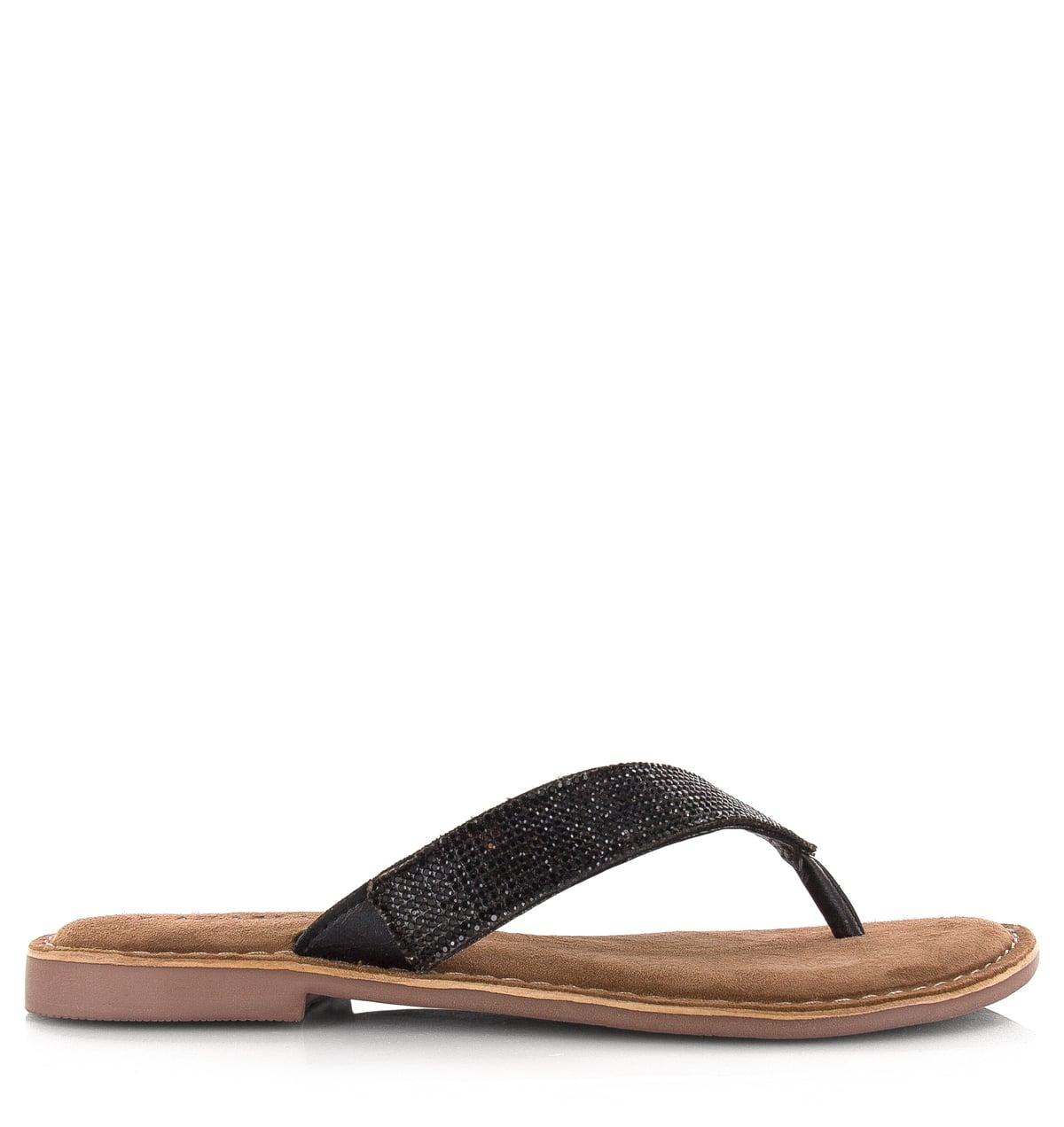 Lazamani Leren slippers met strass ste Leer Dames