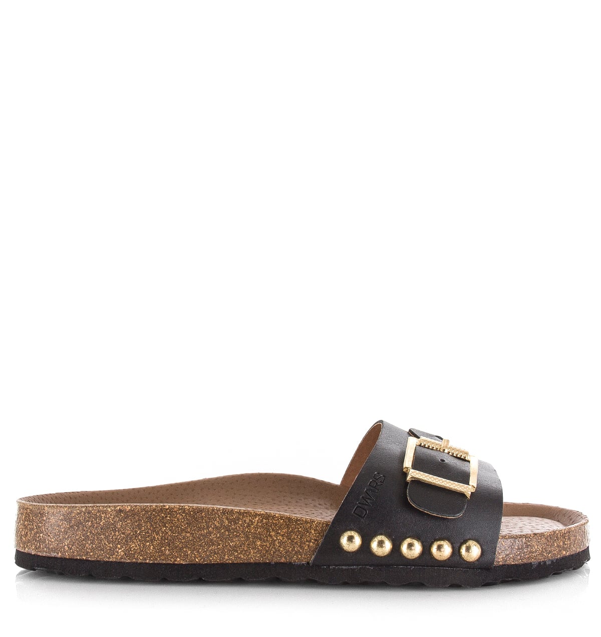 DWRS label Java black slippers met gesp Leer Dames