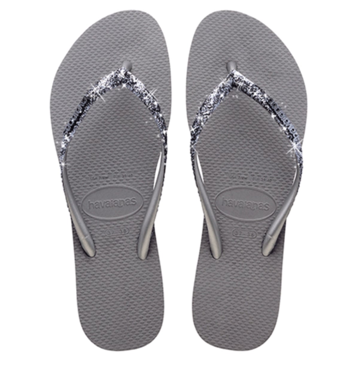 Havaianas Slim Glitter II | Steel Grey Rubber Dames