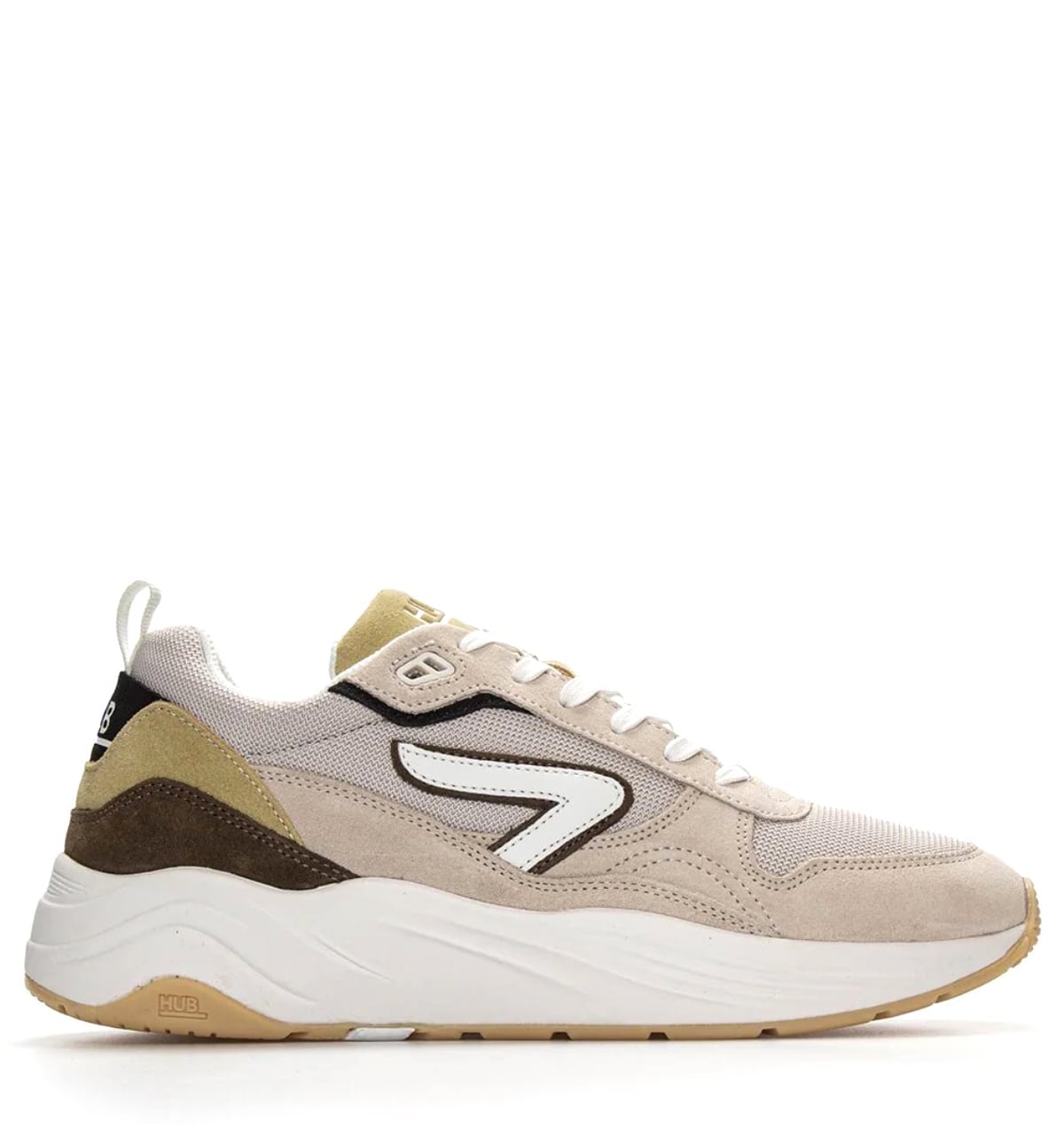 HUB Glide light bone white dark olive Suede Heren