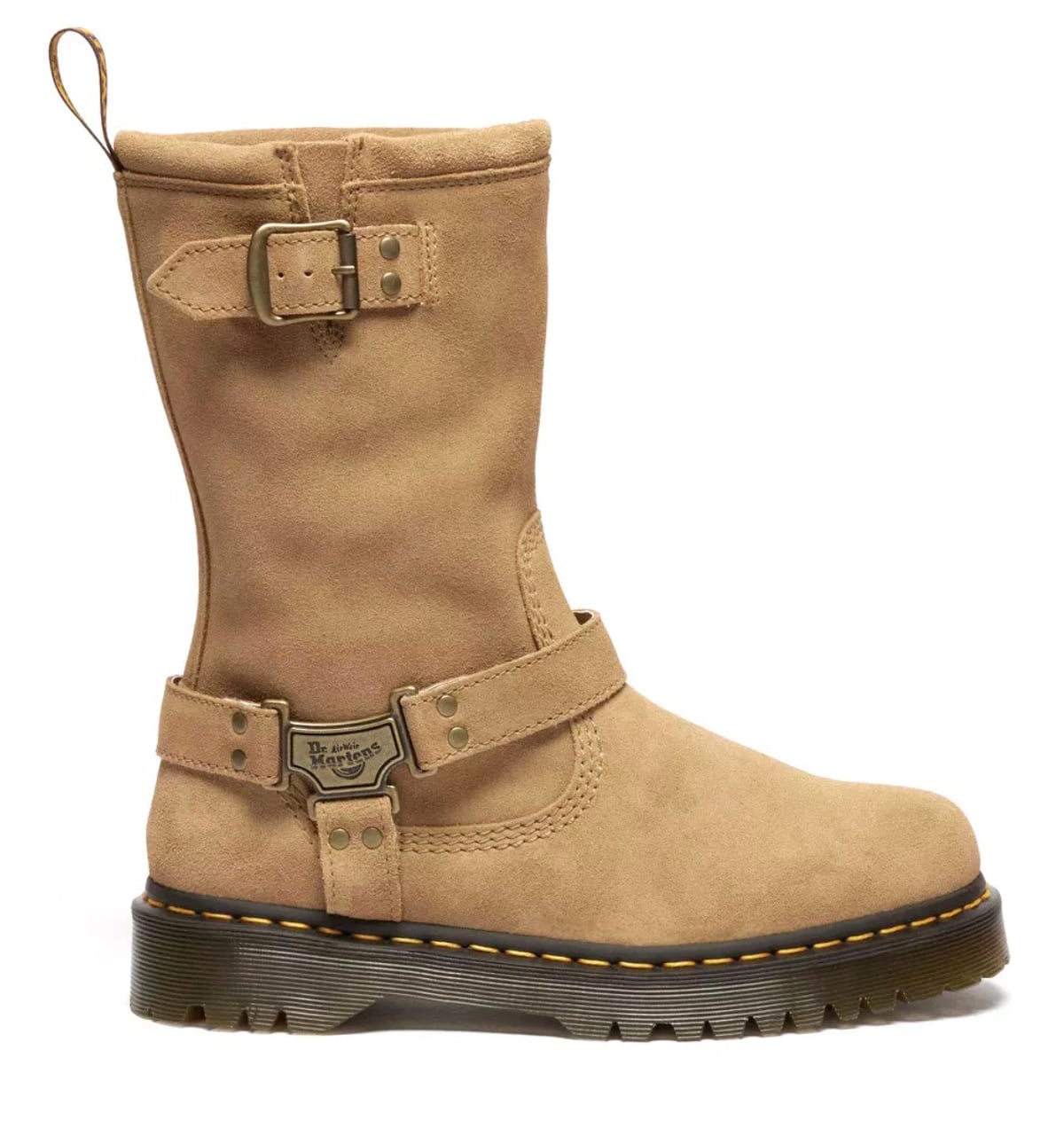Dr. Martens Anistone Hi biker boot beige Leer Dames afbeelding 1