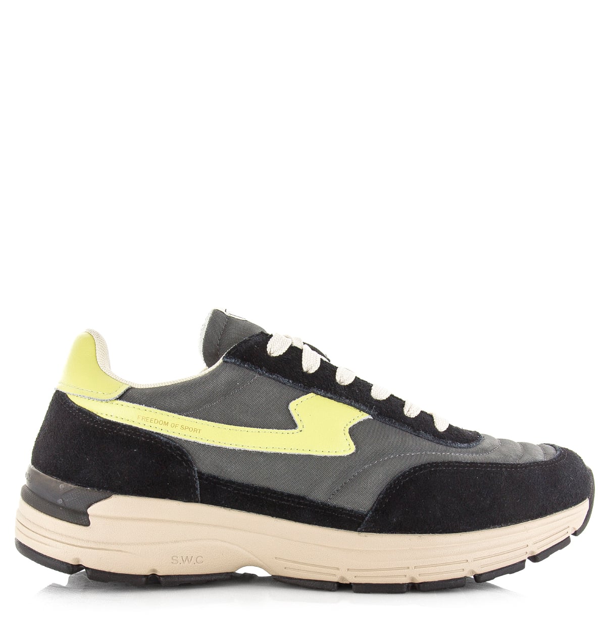 Stepney Workers Club S.W.C Osiel S-Strike asphalt lime Suede Unisex – Grijs