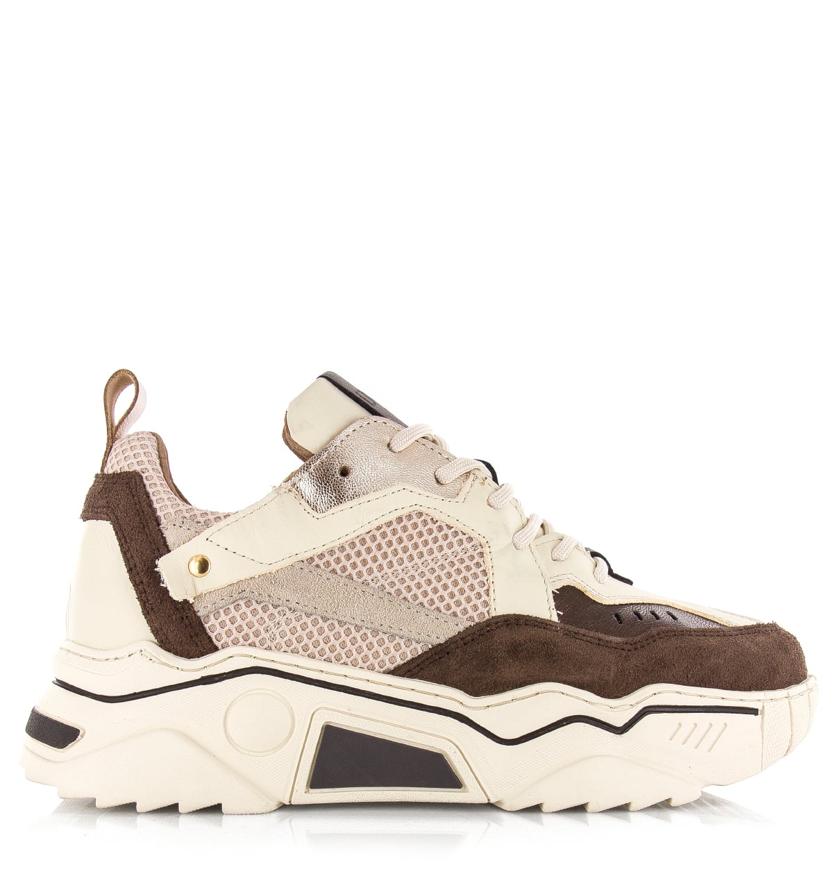 DWRS PLUTO off white dark brown Leer Dames afbeelding 1