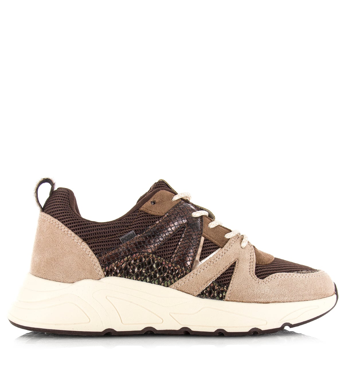 POSH By Poelman sneaker beige brown Imitatiesuède Dames afbeelding