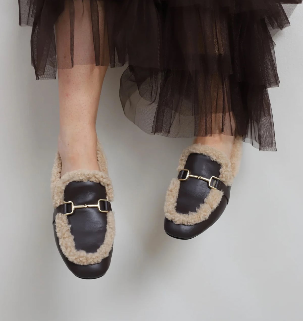 Babouche Loki loafers noce Suede Dames – Bruin