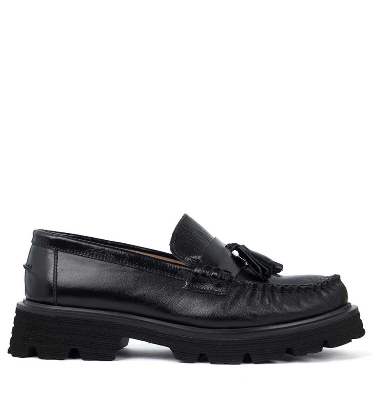 Babouche Bizou loafers black Leer Dames – Zwart