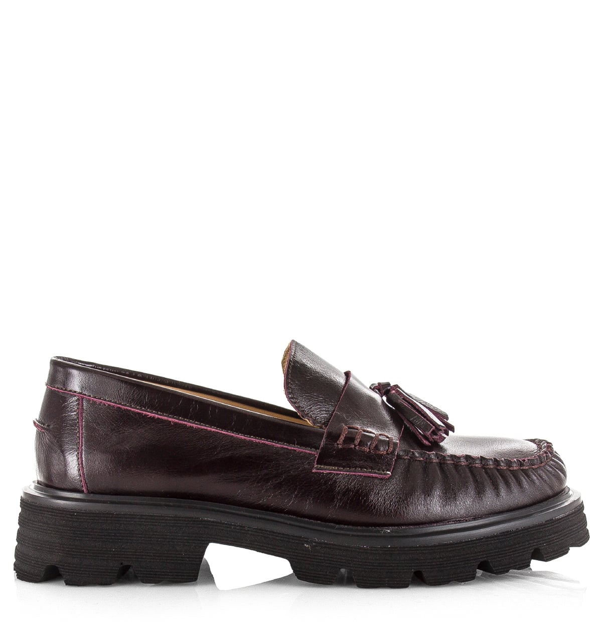 Babouche Bizou loafers bordo Leer Dames – Bordeaux