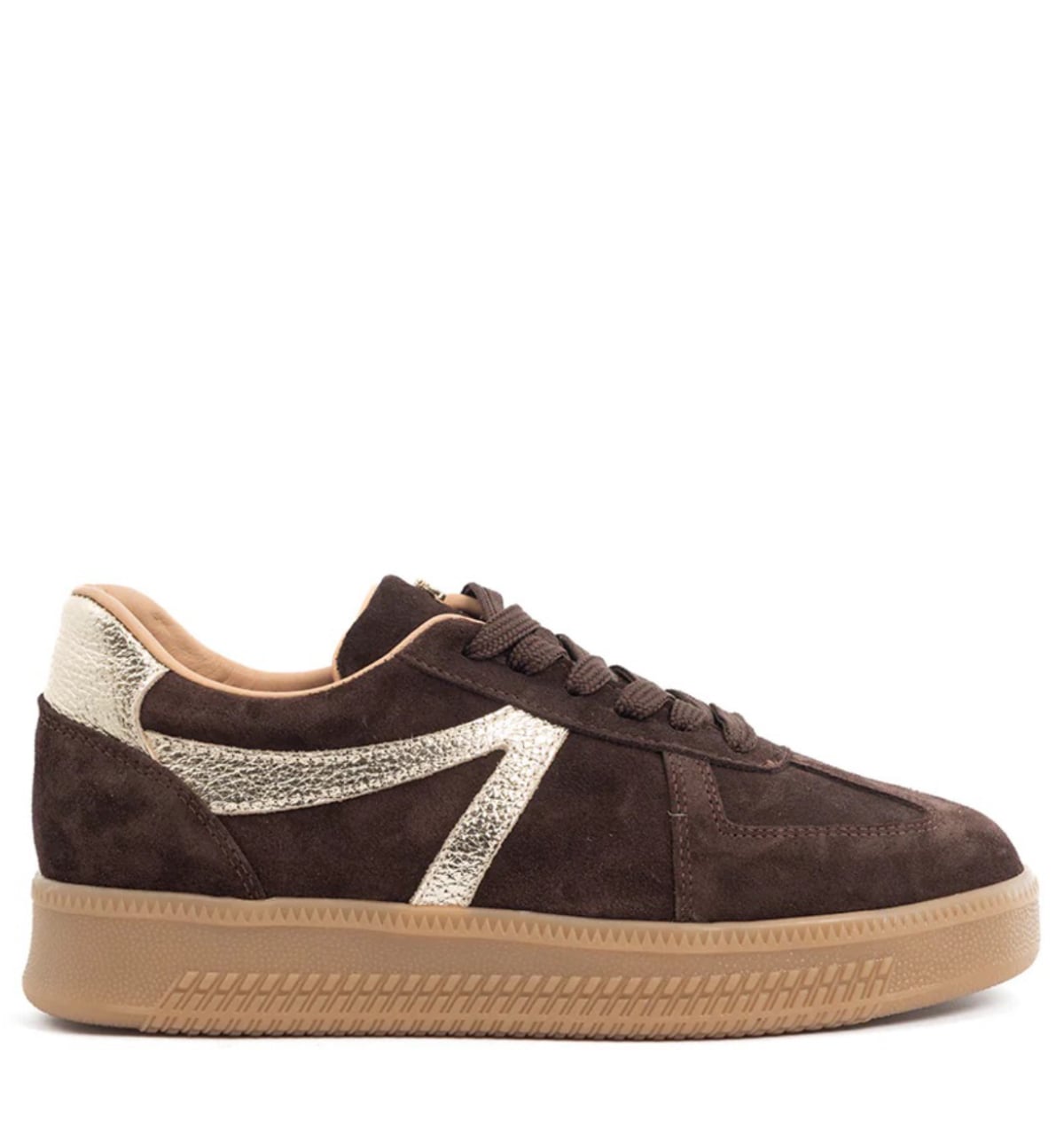 Babouche Liva sneakers dark brown Suede Dames