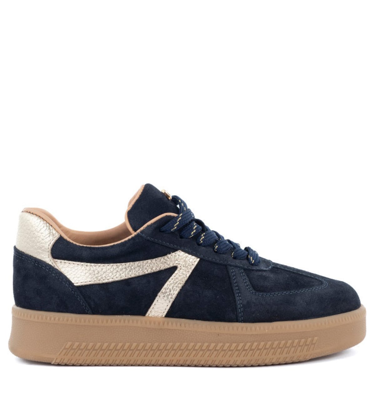 Babouche Liva sneakers navy/gold Suede Dames
