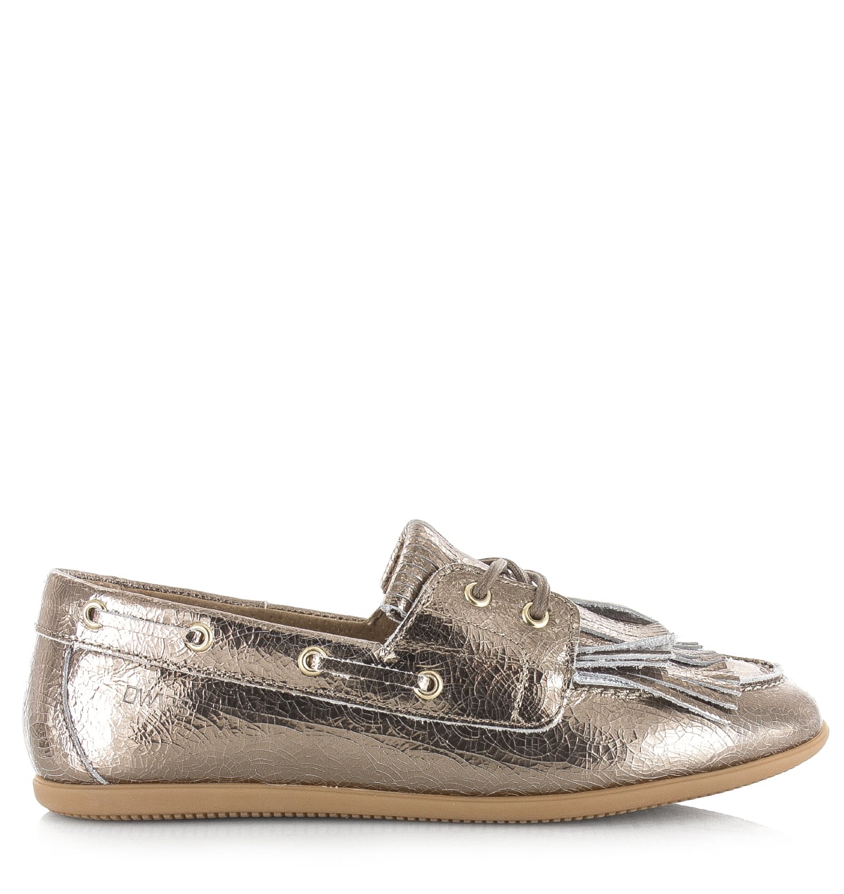 DWRS label Latty fringes crackled stone Leer Dames – Brons