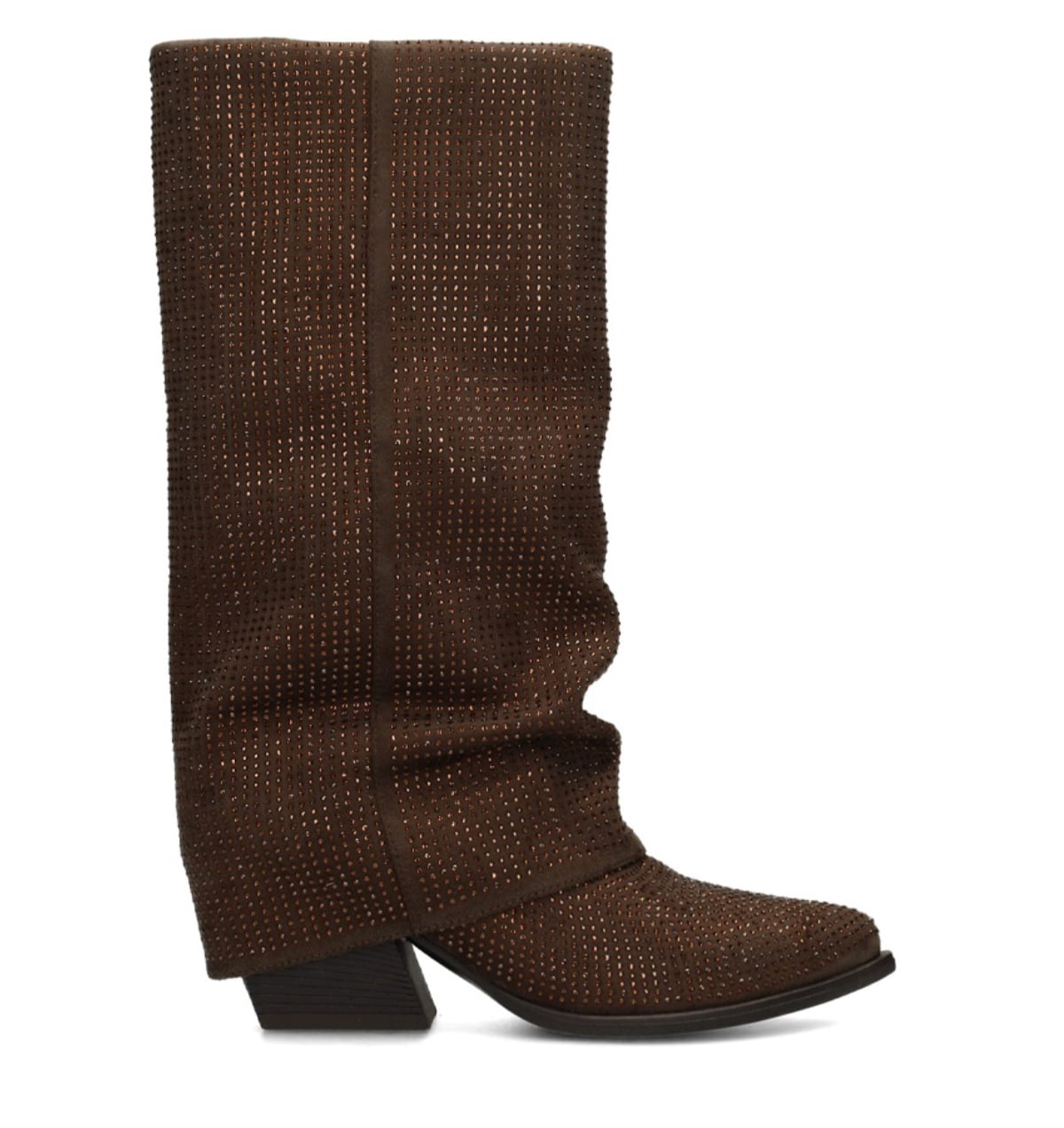POELMAN PS LOIS laarzen studs dark brown Suede Dames – Bruin