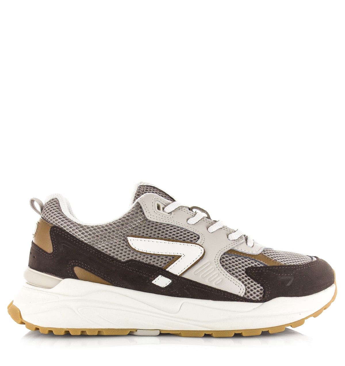 HUB GRID Almond Brown/Off White Mesh Heren