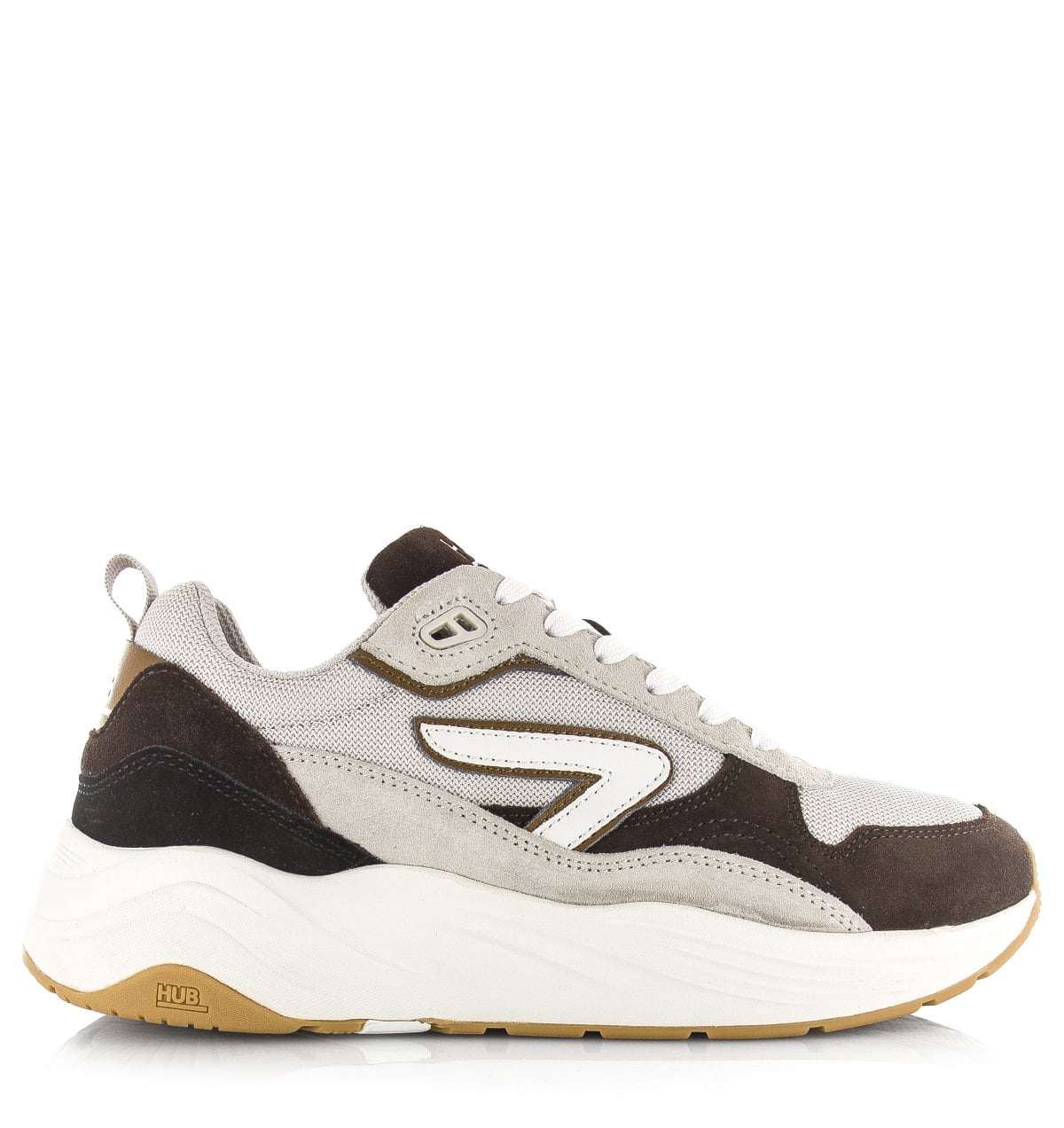 HUB GLIDE Lt Bone/Off White/Dark Coffee Suede Heren